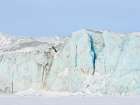 Landscape at Mohnbukta and glacier Heuglinbreen. Spitzbergen in the Svalbard. Scandinavia, Norway. Art Print